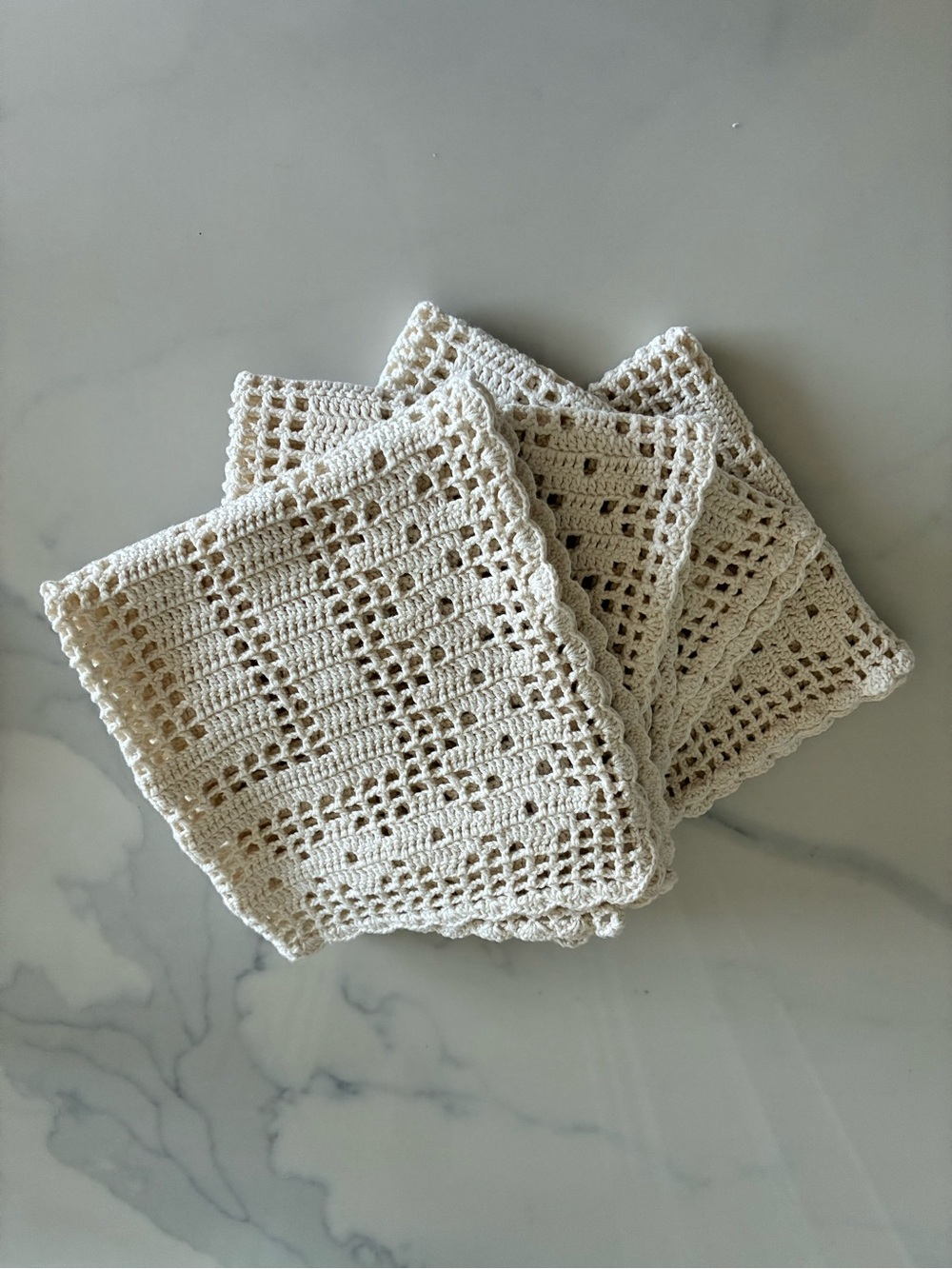 Hand-Crocheted Cream table place mats